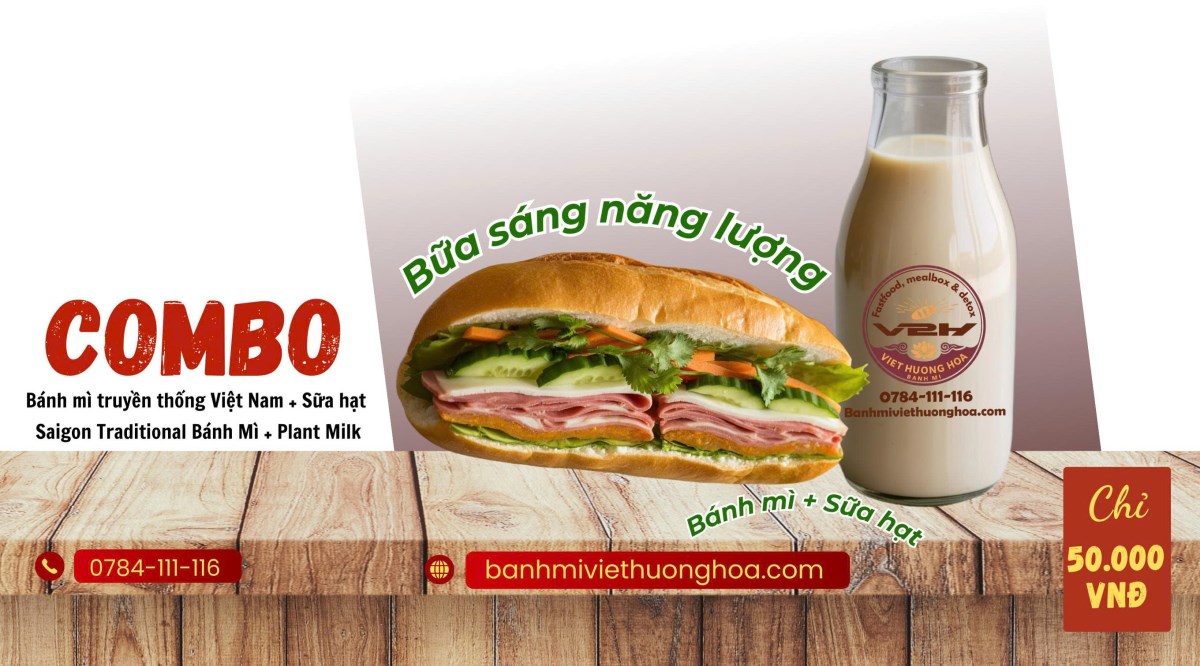 Bánh mì truyền thống Việt Nam + Sữa đậu nành